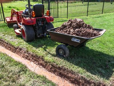 Image showing 5 th OxCart Tow-Behind Green Thumb Lift-Assist and Swivel Dump Cart with Run-Flat Tires, 12 cu. ft.