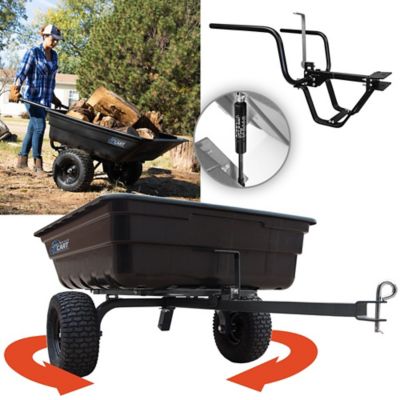 OxCart PRO-Grade 12 cu. ft. to 14 cu. ft. Lift-Assist Swivel Dump Cart with Run-Flat Tires and Wheelbarrow Conversion Combo