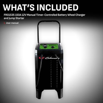 Image showing  150A 12V Electric Schumacher Manual Timer-Controlled Wheeled Battery Charger and Jump Starter