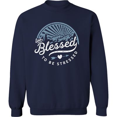 Goodie Two Sleeves Women's Long-Sleeve Too Blessed Fleece Crew Neck Sweatshirt