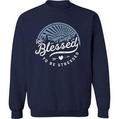 Farm Fed Clothing Women's Long-Sleeve Too Blessed Fleece Crew Neck Sweatshirt