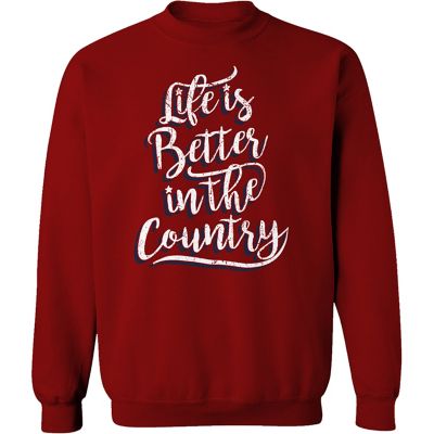 Farm Fed Clothing Women's Long-Sleeve Life is Better Fleece Crew Neck Sweatshirt