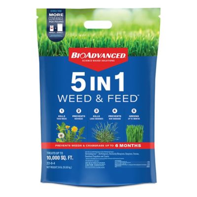 BioAdvanced 24 lb. 10,000 sq. ft. 5-in-1 Weed and Feed Lawn Fertilizer and Weed Killer