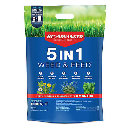BioAdvanced 5-in-1 Weed & Feed Lawn Fertilizer and Weed Killer, 24 lb., 10,000 sq. ft., 704865H