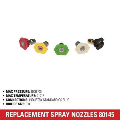 Image showing  Replacement Pressure Washer Spray Nozzles, 3,600 PSI, 5-Pack, 80145