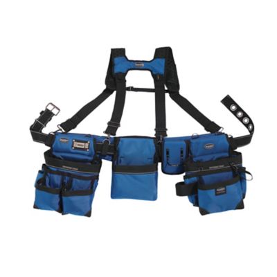 Bucket Boss 3 Bag Framers Rig Tool Belt with Suspenders, Royal Blue