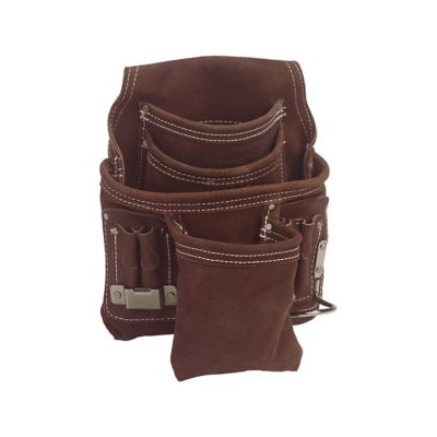 Bucket Boss 4 in. 10 Pocket Suede Leather Nail Bag, Fits up to a 3 in. Belt