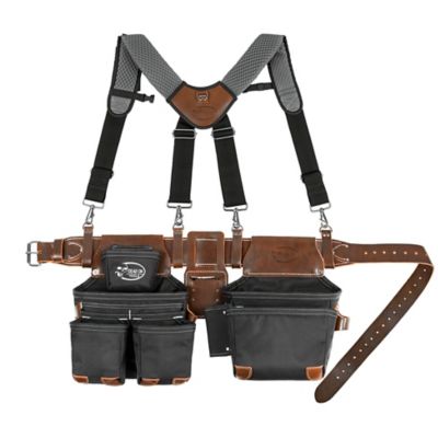 Dead on Tools Leather Hybrid Tool Belt with Suspenders, Fits up to 54 in. Waists