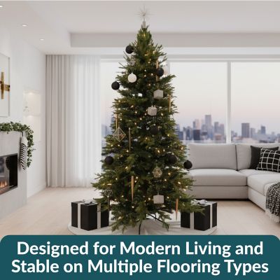 Image showing 6 th Sunnydaze Decor Indoor Artificial Unlit Slim Christmas Tree with Metal Stand and Hinged Branches, 6 ft., Green