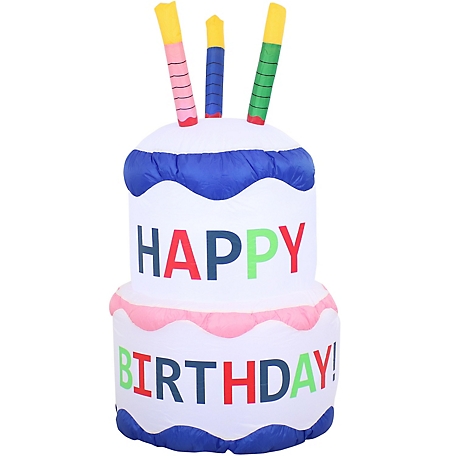 Sunnydaze Decor Birthday Cake Inflatable Decoration, Outdoor, LDE-992