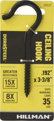 Hillman Durasteel Ceiling Hook Black Stitched (0.192 in. x 3-3/8 in.) 35 lb