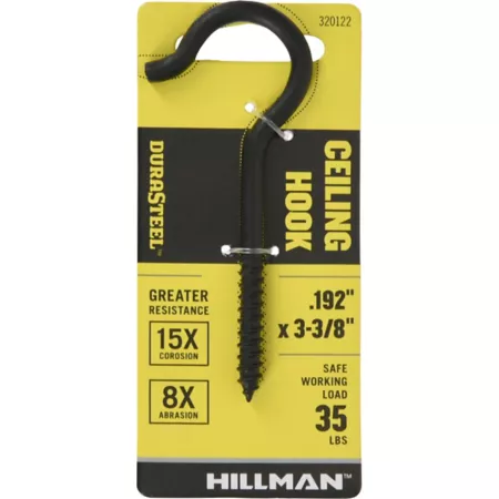 Hillman Durasteel Ceiling Hook 35 lb 0.192 in x 3-3/8 in Black Stitch Hardware Hooks