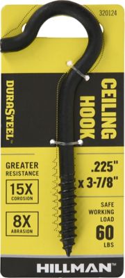 Hillman Durasteel Ceiling Hook Black Stitched (0.225 x 3-7/8in.) 35 lb