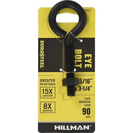 Hillman Black Coated Durasteel Eye Bolt with Nut Size, 5/16-18 in. x 3-1/4 in., 320127