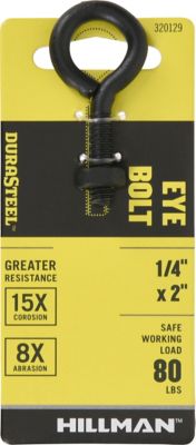 Hillman Black Coated Durasteel Eye Bolt with Nut Size, 1/4-20 in. x 2 in., 320129