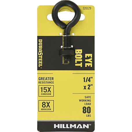 Hillman Black Coated Durasteel Eye Bolt with Nut Size, 1/4-20 in. x 2 in., 320129