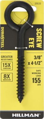 Hillman 3/8 in. x 4-1/2 in. Black Coated Durasteel Lag Eye Bolt