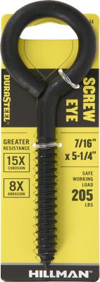 Hillman Black Coated Durasteel Eye Lag Bolt Size, 7/16 in. x 5-1/4 in., 320134