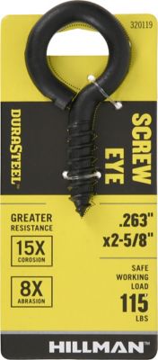 Hillman Black Coated Durasteel Large Screw Eye Size, .263 in. x 2-5/8 in., 320119