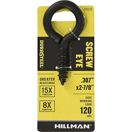 Hillman Black Coated Durasteel Large Screw Eye Size, .307 in. x 2-7/8 in., 320120