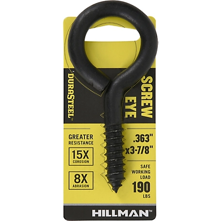 Hillman Black Coated Durasteel Large Screw Eye Size, .363 in. x 3-7/8 in., 320121