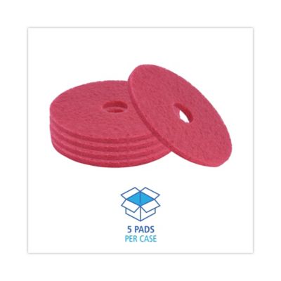 Image showing  16 in. Buffing Floor Pads, Red, 5-Pack