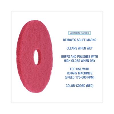Image showing  16 in. Buffing Floor Pads, Red, 5-Pack