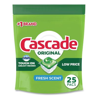 Cascade Actionpacs Dishwashing Soap, Fresh Scent, 13.5 oz. Bag, 25 Per Pack, 5 ct.