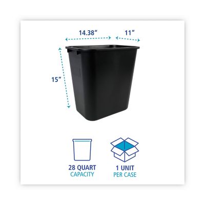 Image showing  28 qt. Soft-Sided PlasticWaste Basket, Black
