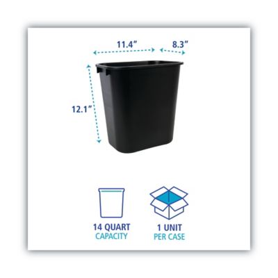 Image showing  14 qt. Soft-Sided Plastic Waste Basket, Black