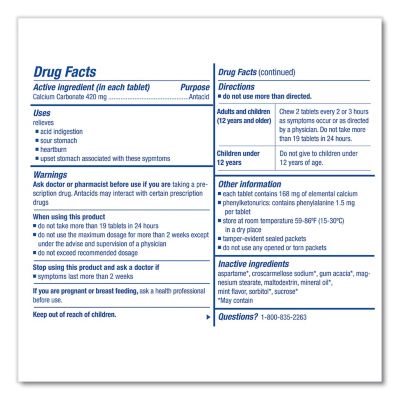 Image showing  Antacid Calcium Carbonate Medication, 50 pk.