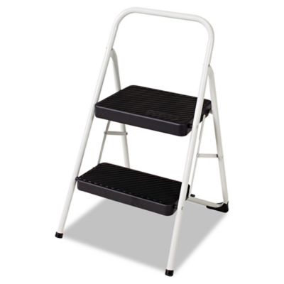 COSCO 2-Step 200 lb. Capacity Folding Steel Step Stool, 17.38 in. x 18 in. x 28.13 in., Cool Gray
