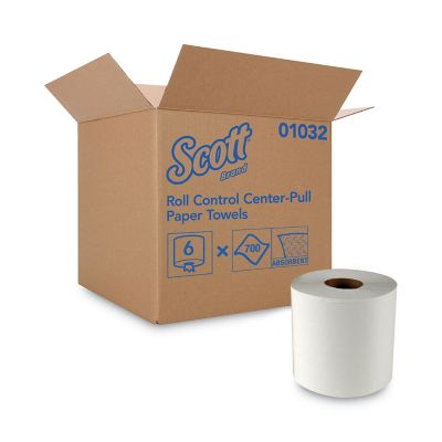 Scott Essential Roll Control Center-Pull Paper Towels, 8 in. x 12 in., White, 700 Sheets/Roll, 6 Rolls/Carton -  KCC01032
