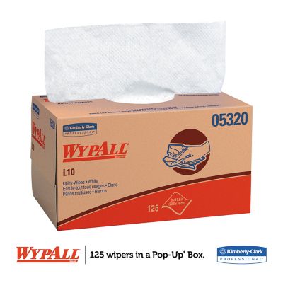 Image showing  L10 1-Ply Towels in Pop-Up Box, White, 125/Box, 18-Pack