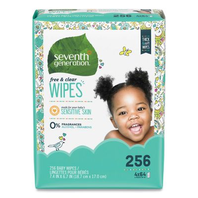 Seventh Generation Free & Clear Baby Wipes, Refill, Unscented, White, 256 ct.