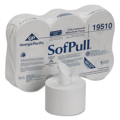Georgia Pacific High Capacity Center Pull Bath Tissue, Septic Safe, 2-Ply, White, 6-Pack, 1,000 Sheets/Roll