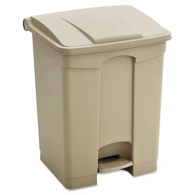 Safco Large Capacity Plastic Step-On Waste Receptacle, 14 lb., Tan