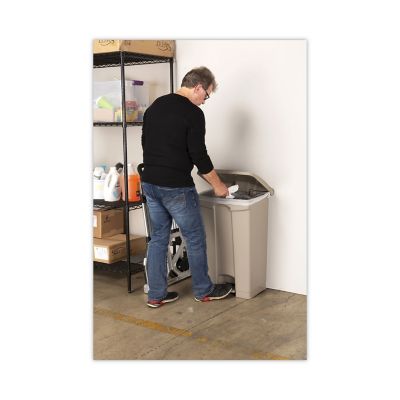Image showing  23 gal. Large Capacity Plastic Step-On Waste Receptacle, Tan