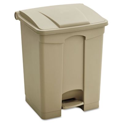 Safco Large Capacity Plastic Step-On Waste Receptacle, 12 lb., Tan