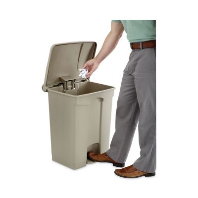 Image showing  17 gal. Large Capacity Plastic Step-On Waste Receptacle, Tan