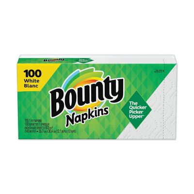 Bounty Quilted Paper Napkins, 1-Ply, 12.1 x 12 in., White, 100/Pack, 20 Packs/Carton