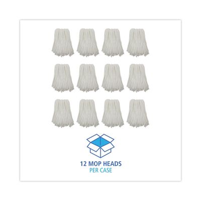 Image showing 7 th Boardwalk Non-Woven Cut-End Edge Rayon/Polyester Mop Head, #24, White, 12-Pack