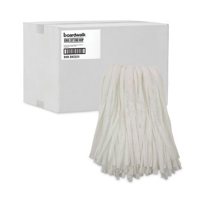 Image showing 8 th Boardwalk Non-Woven Cut-End Edge Rayon/Polyester Mop Head, #24, White, 12-Pack
