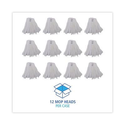 Image showing 7 th Boardwalk Non-Woven Cut-End Edge Mop Head, #20, Rayon/Polyester, White, 12-Pack