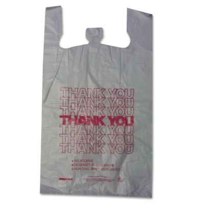 Barnes Paper Company Thank You High-Density Shopping Bags, 18 in. x 30 in., White, 500-Pack