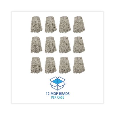 Image showing 7 th Boardwalk Cotton Mop Head, Cut-End, #32, White, 12-Pack