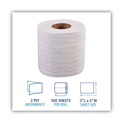 Image showing  Standard Septic-Safe Bathroom Tissue, 2-Ply, 4 in. x 3 in., 500 Sheets, Pack of 96 Rolls