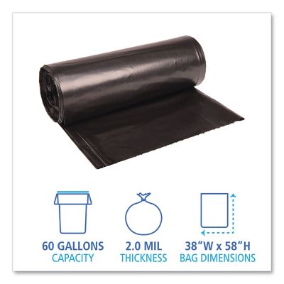 Image showing  60 gal. Low-Density Repro Can Liners, 2 mil, 38 in. x 58 in., Black, 100 ct.