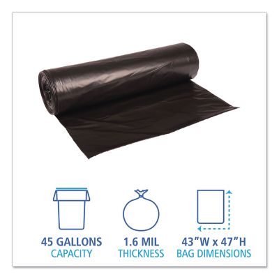 Image showing  56 gal. Low-Density Repro Can Liners, 1.6 mil, 43 in. x 47 in., Black, 100 ct.