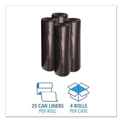 Image showing  56 gal. Low-Density Repro Can Liners, 1.6 mil, 43 in. x 47 in., Black, 100 ct.